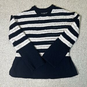 GAP Cotton Navy and White Nautical Striped Knit Sweater Size XS
